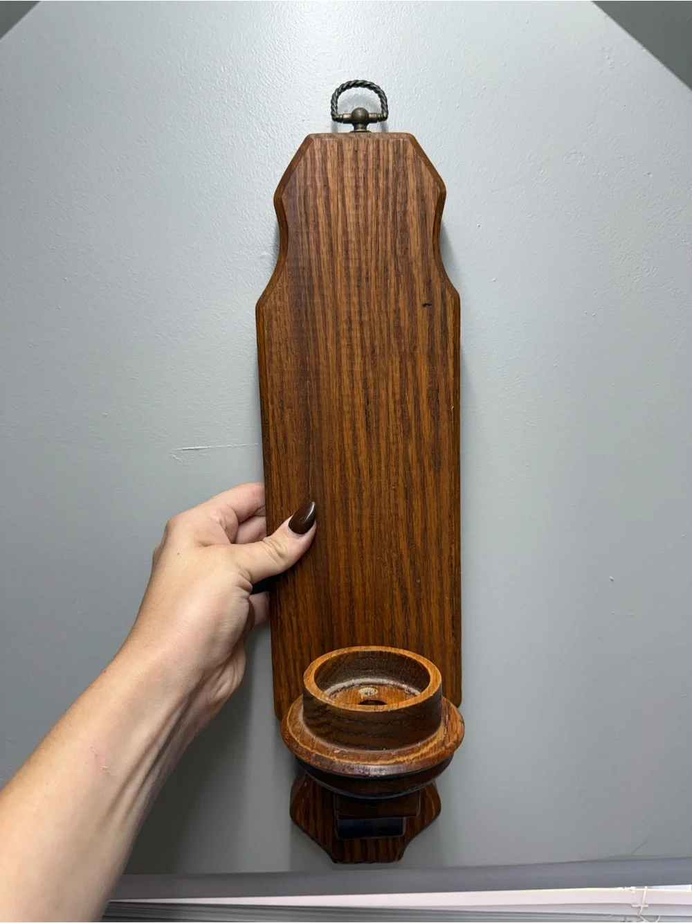 Vintage Wooden Wall Sconce Candle Holder